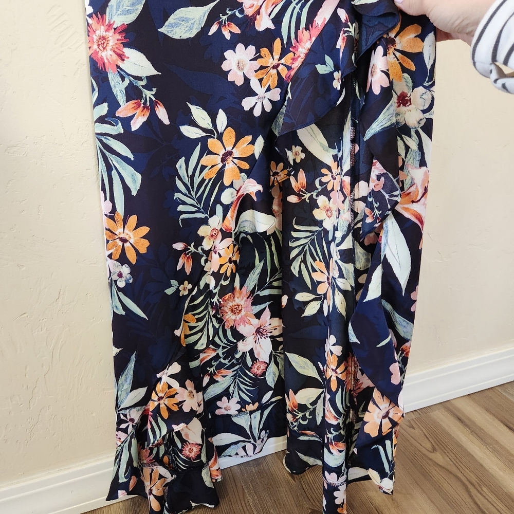 Vici Capriccio Satin Floral Ruffle Maxi Dress - Picture 6 of 11